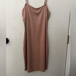 Orange and White Gingham Body Con Dress
